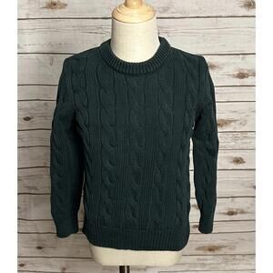 Crewcuts classic green cotton crewneck cable-knit pullover sweater Size XS